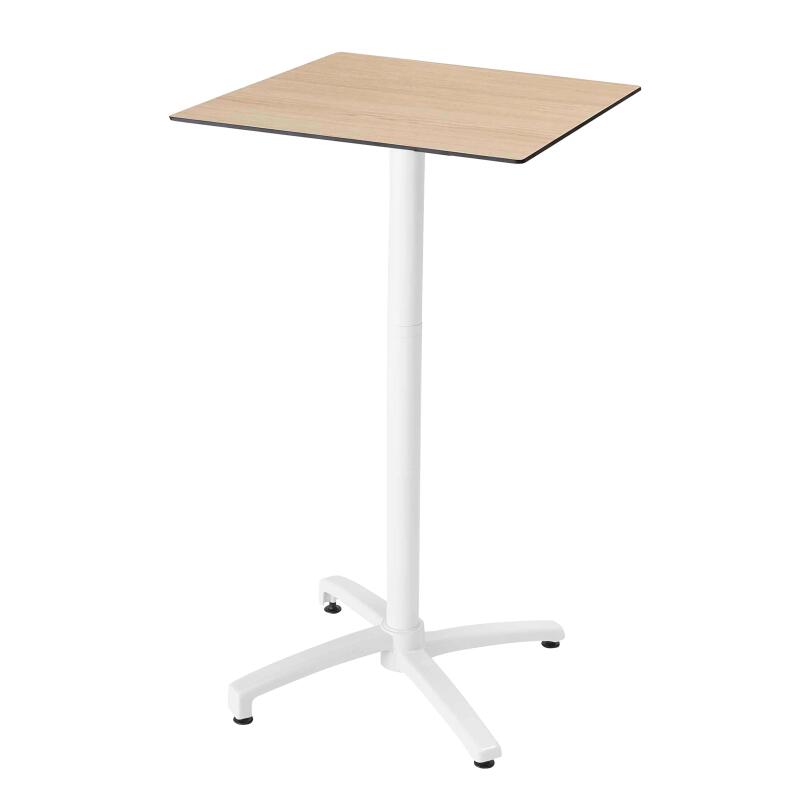 Table carré haute (60x60 cm) inclinable en HPL avec pied blanc