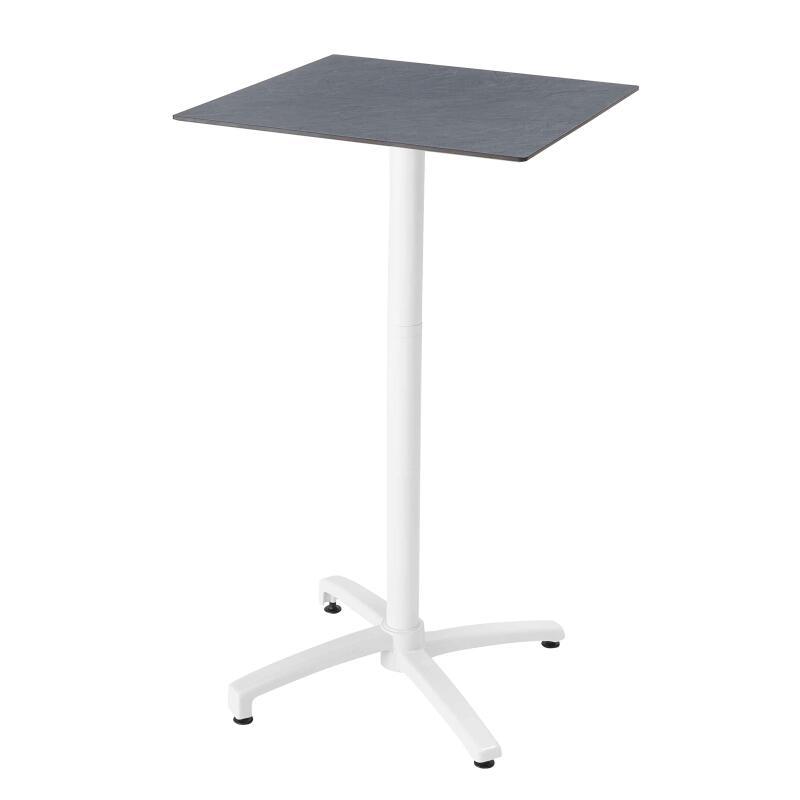 Table carré haute (60x60 cm) inclinable en HPL avec pied blanc