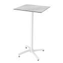 Table carré haute (60x60 cm) inclinable en HPL avec pied blanc