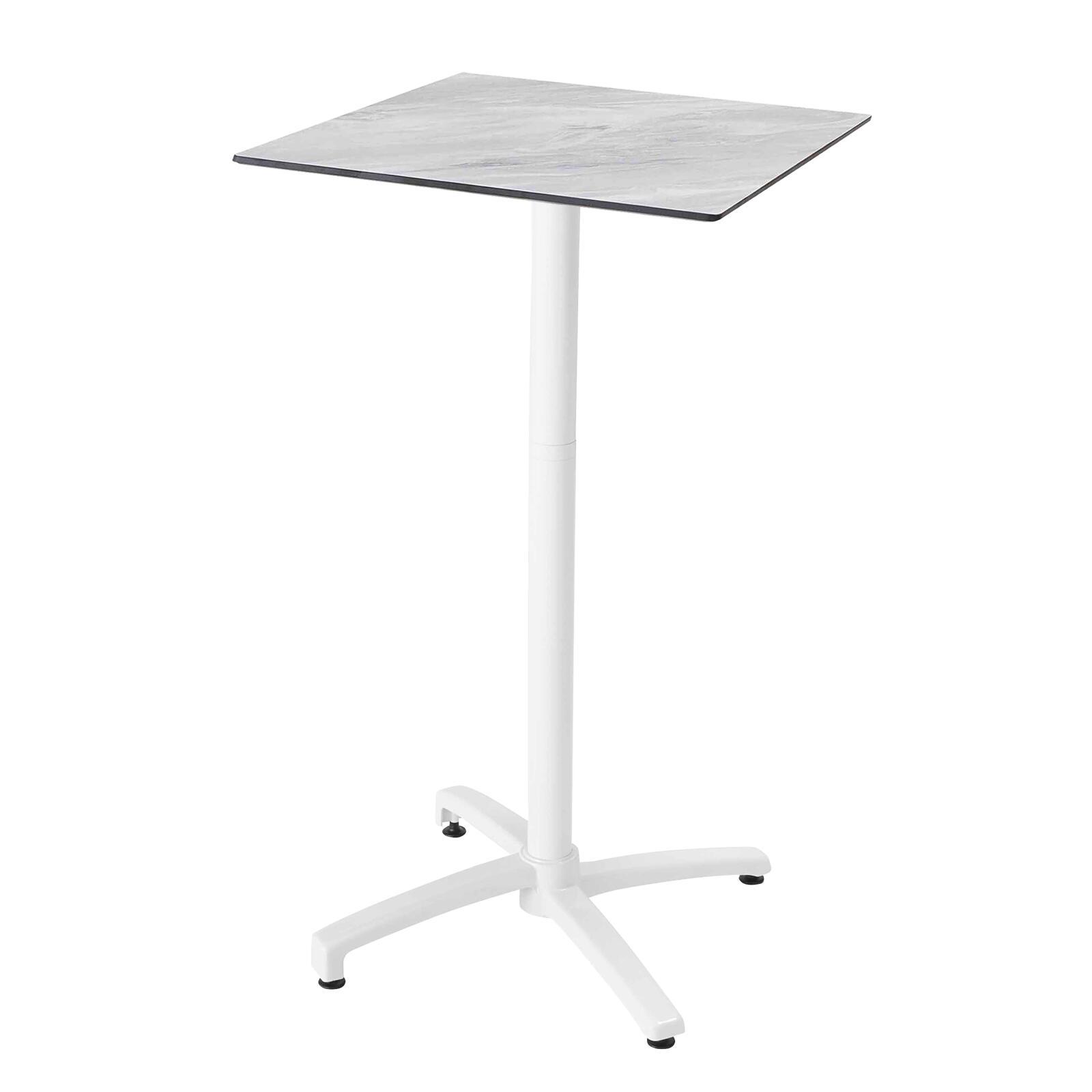 Table carré haute (60x60 cm) inclinable en HPL avec pied blanc