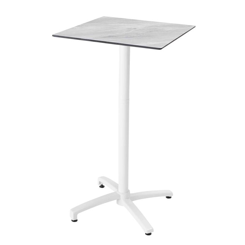 Table carré haute (60x60 cm) inclinable en HPL avec pied blanc