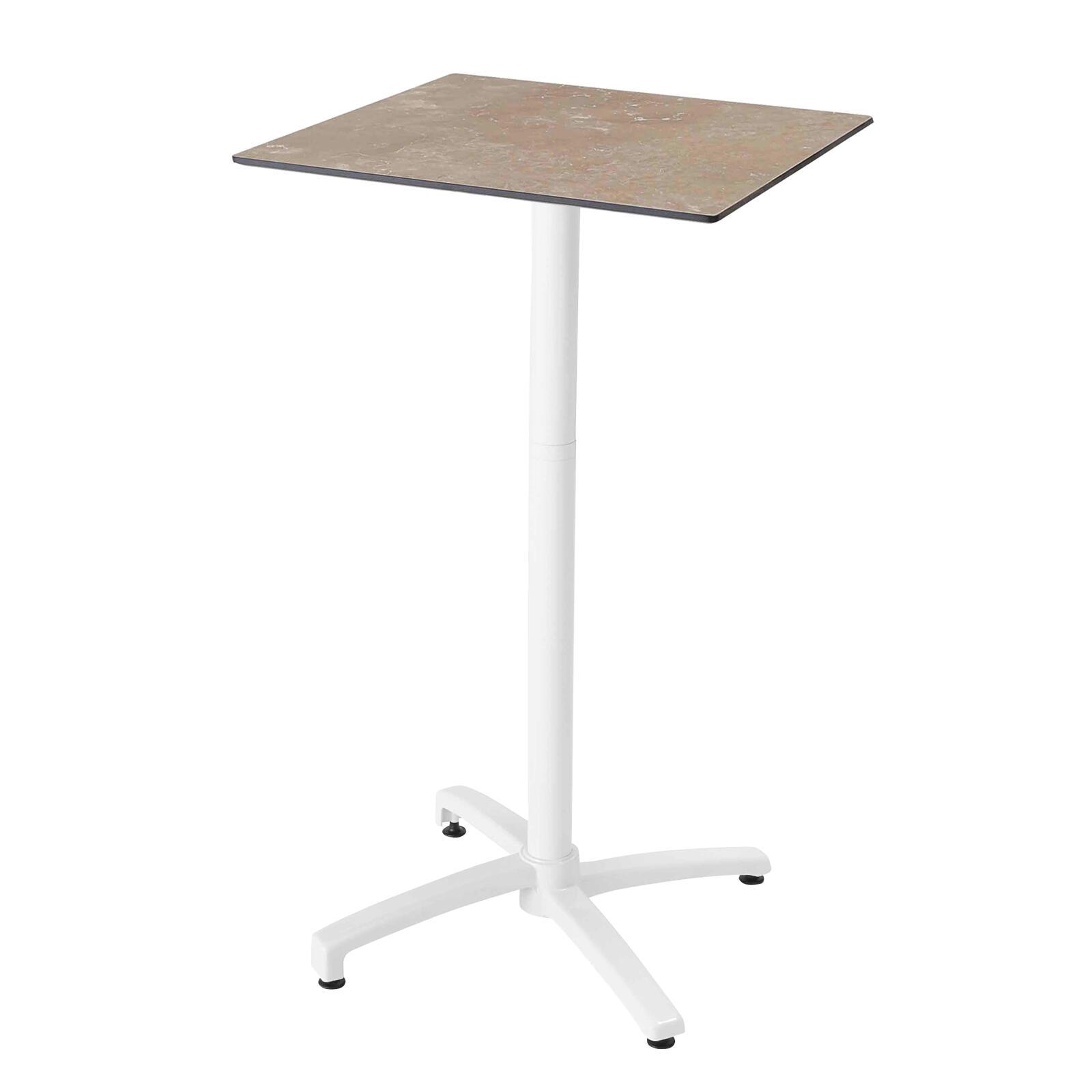 Table carré haute (60x60 cm) inclinable en HPL avec pied blanc