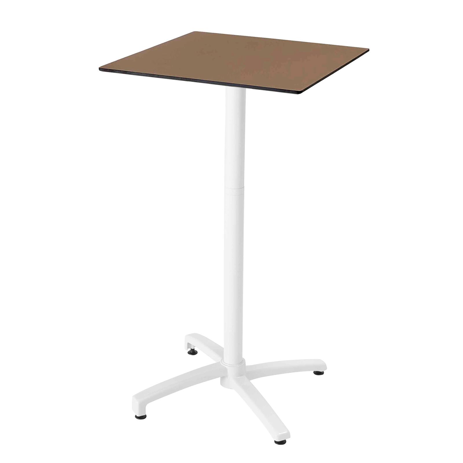 Table carré haute (60x60 cm) inclinable en HPL avec pied blanc