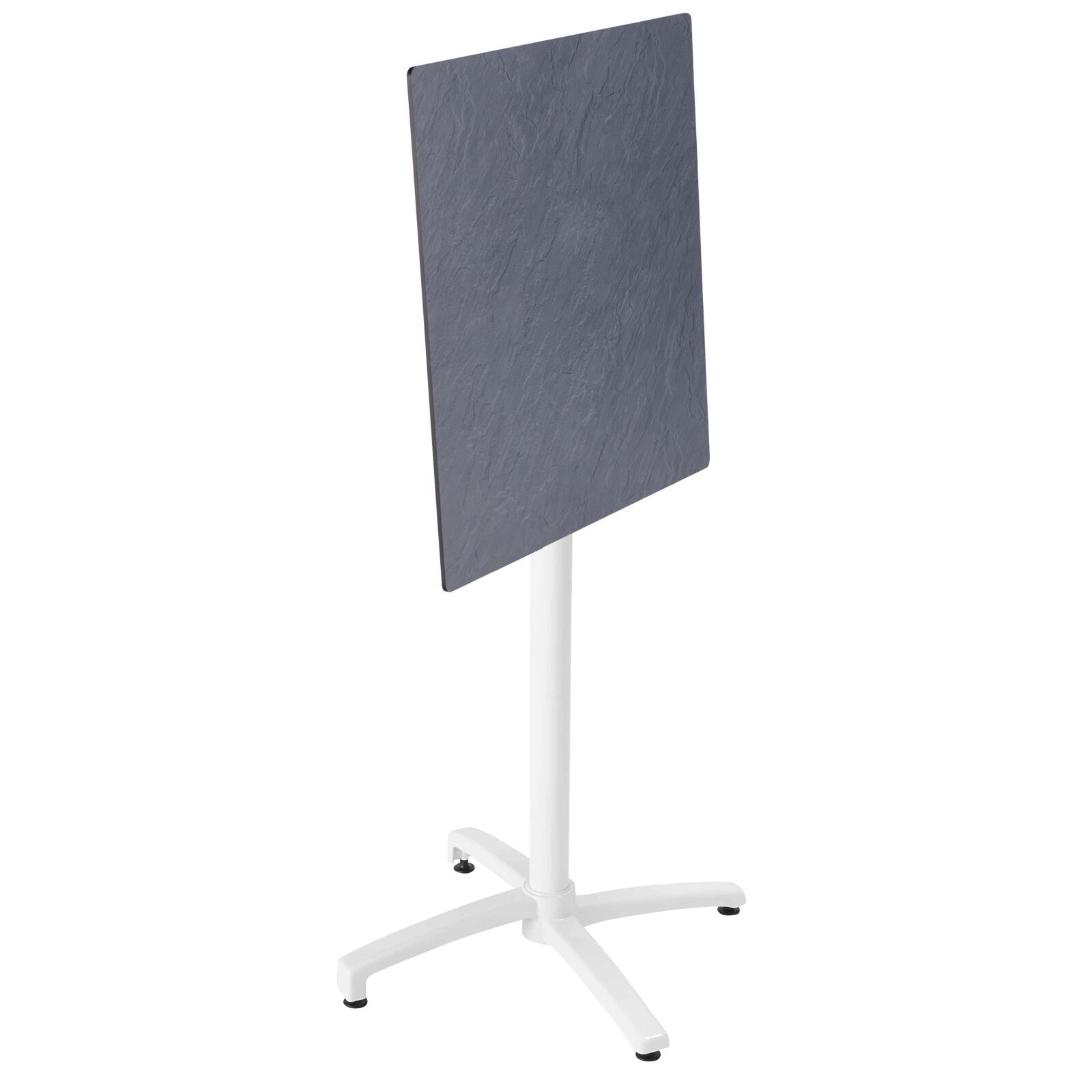 Table carré haute (60x60 cm) inclinable en HPL avec pied blanc