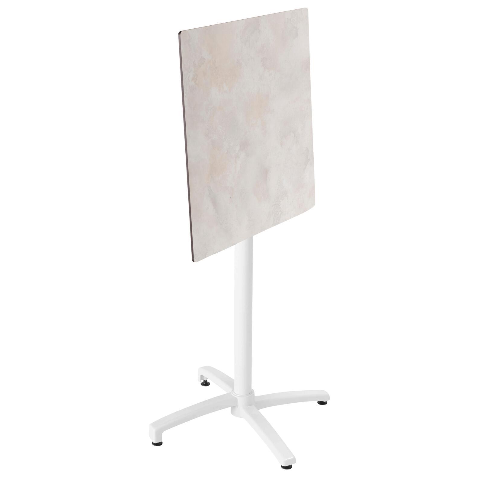 Table carré haute (60x60 cm) inclinable en HPL avec pied blanc