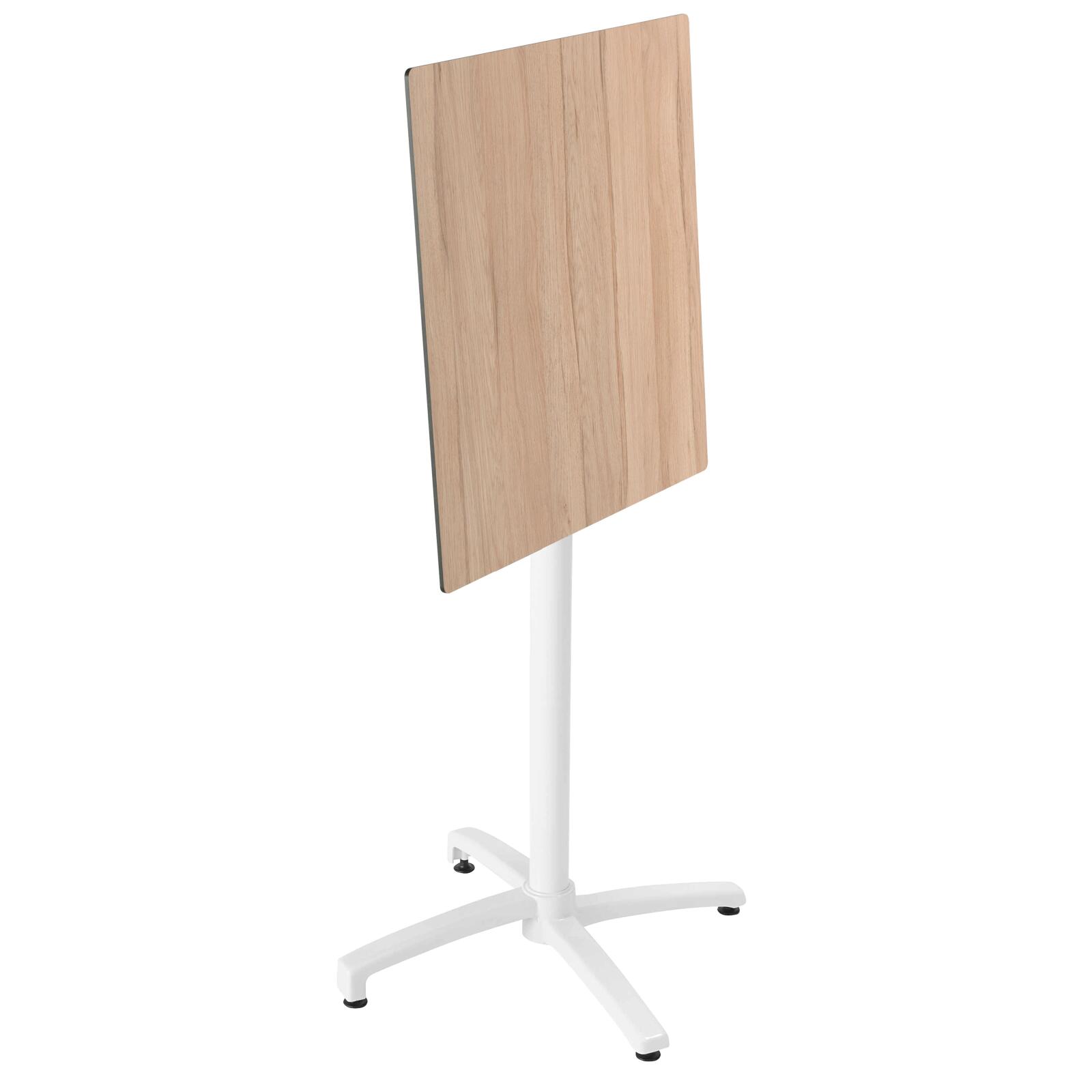 Table carré haute (60x60 cm) inclinable en HPL avec pied blanc