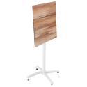 Table carré haute (60x60 cm) inclinable en HPL avec pied blanc