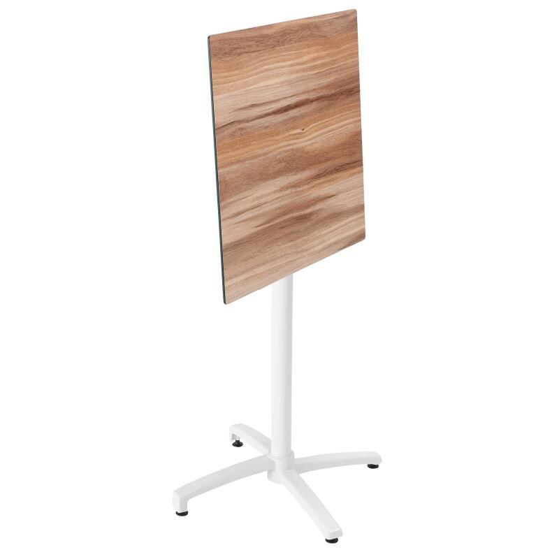 Table carré haute (60x60 cm) inclinable en HPL avec pied blanc