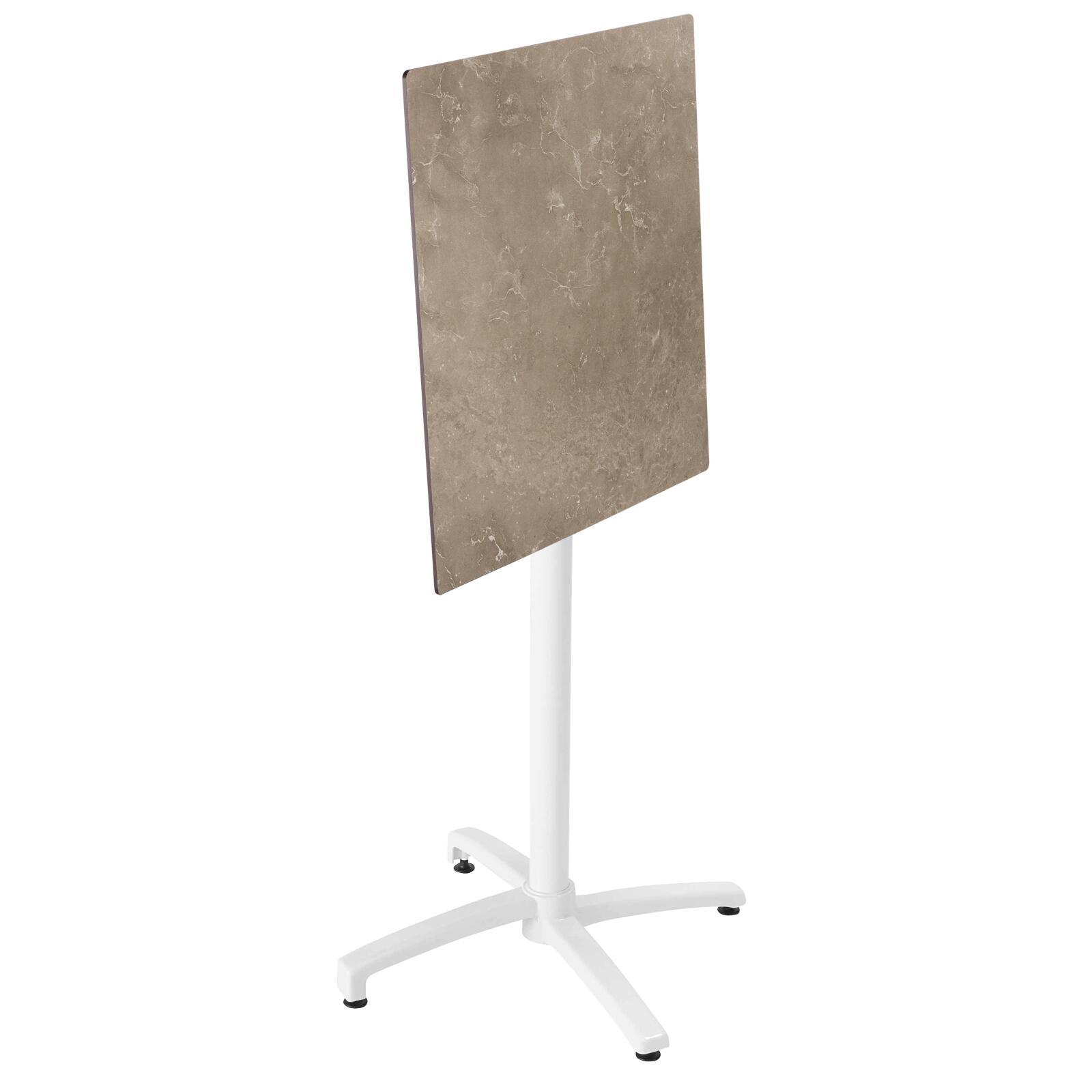 Table carré haute (60x60 cm) inclinable en HPL avec pied blanc
