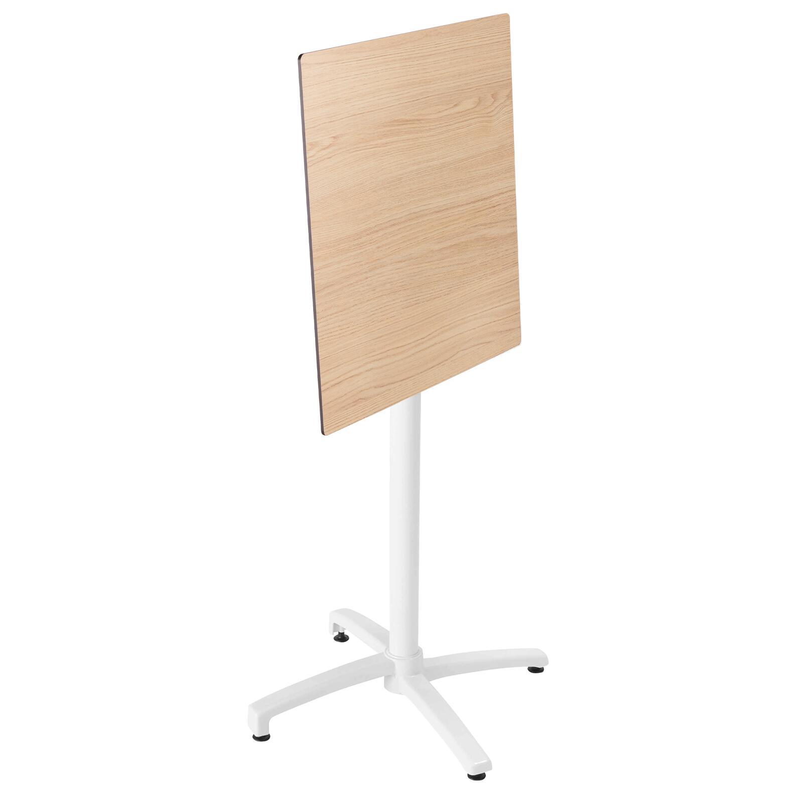 Table carré haute (60x60 cm) inclinable en HPL avec pied blanc