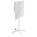 Table carré haute (60x60 cm) inclinable en HPL avec pied blanc