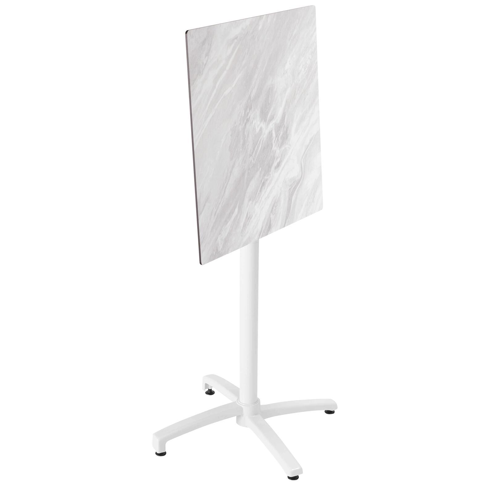 Table carré haute (60x60 cm) inclinable en HPL avec pied blanc