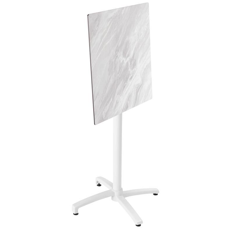 Table carré haute (60x60 cm) inclinable en HPL avec pied blanc