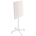 Table carré haute (60x60 cm) inclinable en HPL avec pied blanc