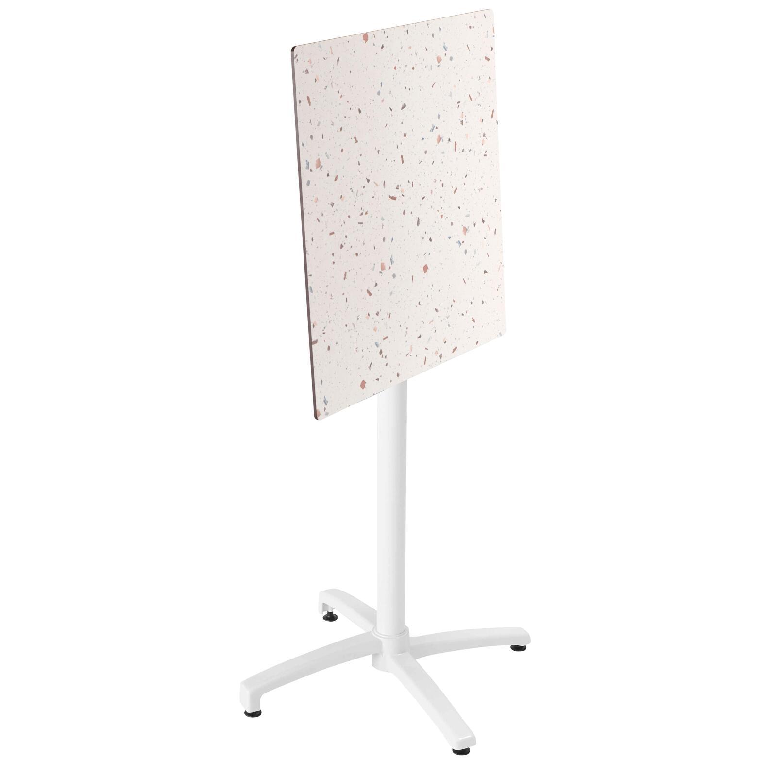 Table carré haute (60x60 cm) inclinable en HPL avec pied blanc