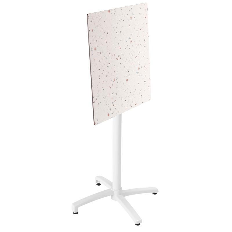 Table carré haute (60x60 cm) inclinable en HPL avec pied blanc