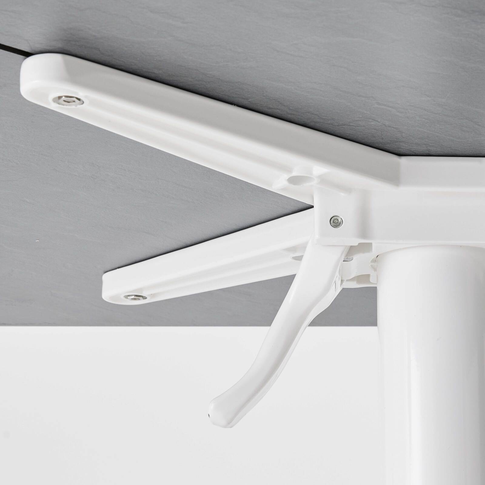 Table carré haute (60x60 cm) inclinable en HPL avec pied blanc