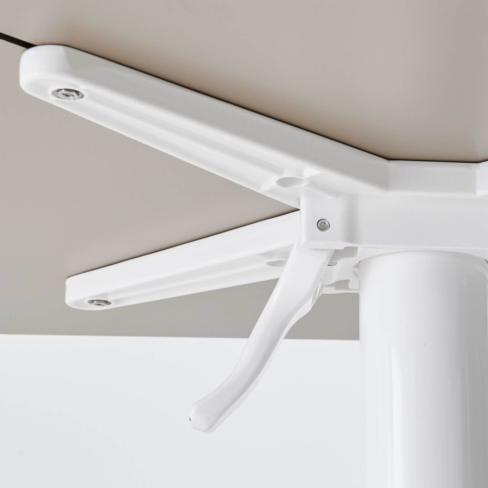 Table carré haute (60x60 cm) inclinable en HPL avec pied blanc