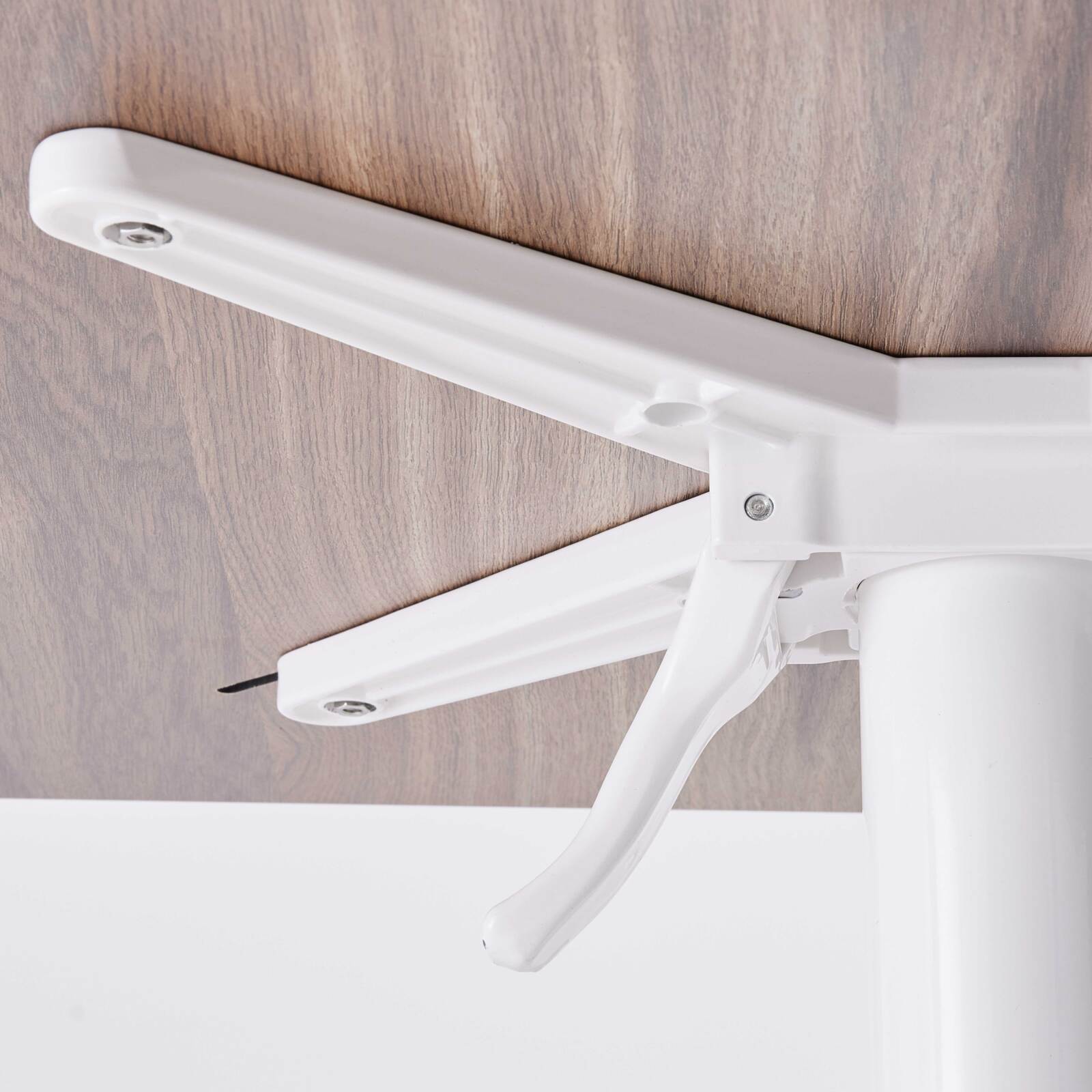 Table carré haute (60x60 cm) inclinable en HPL avec pied blanc