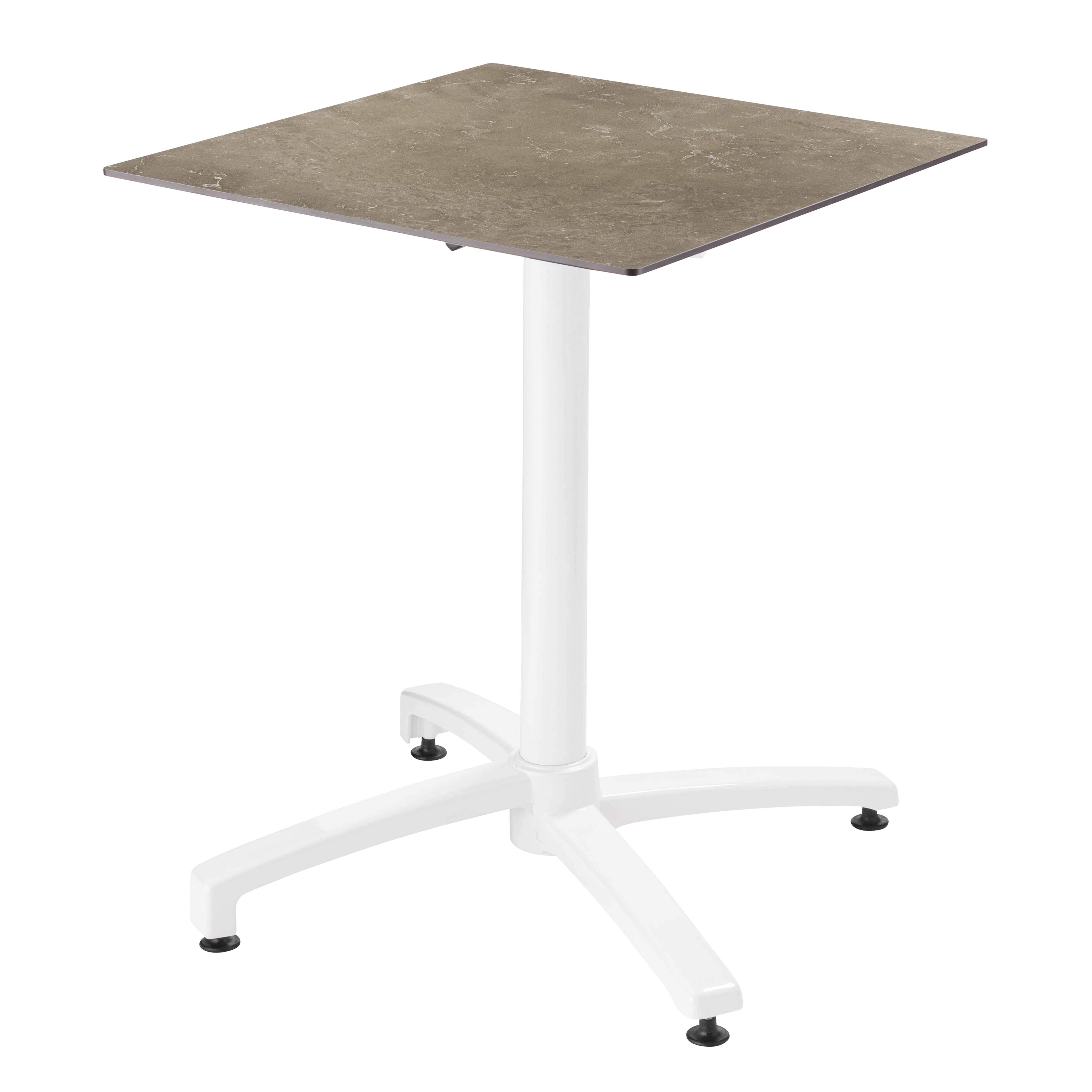 Table de restaurant bistrot carrée inclinable en aluminium blanc et HPL 2 personnes 60x60 cm
