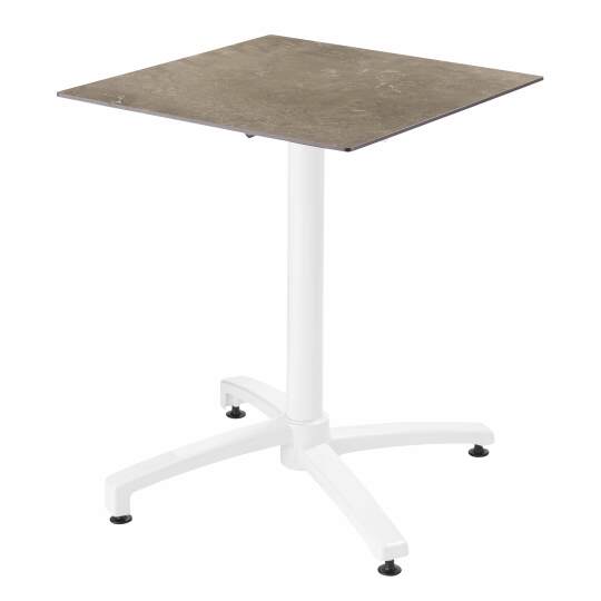 Table de restaurant bistrot carrée inclinable en aluminium blanc et HPL 2 personnes 60x60 cm | Mobeventpro