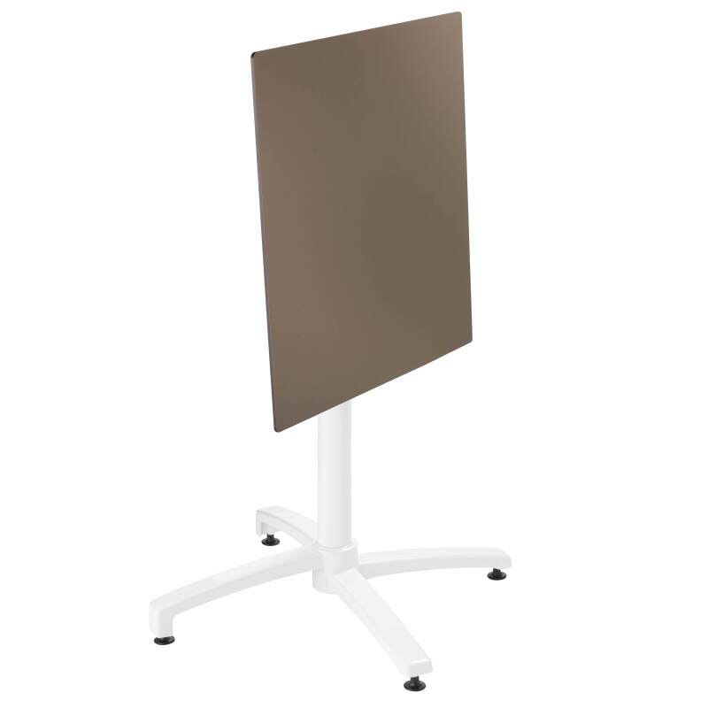 Table carré (60x60 cm) inclinable en HPL avec pied blanc