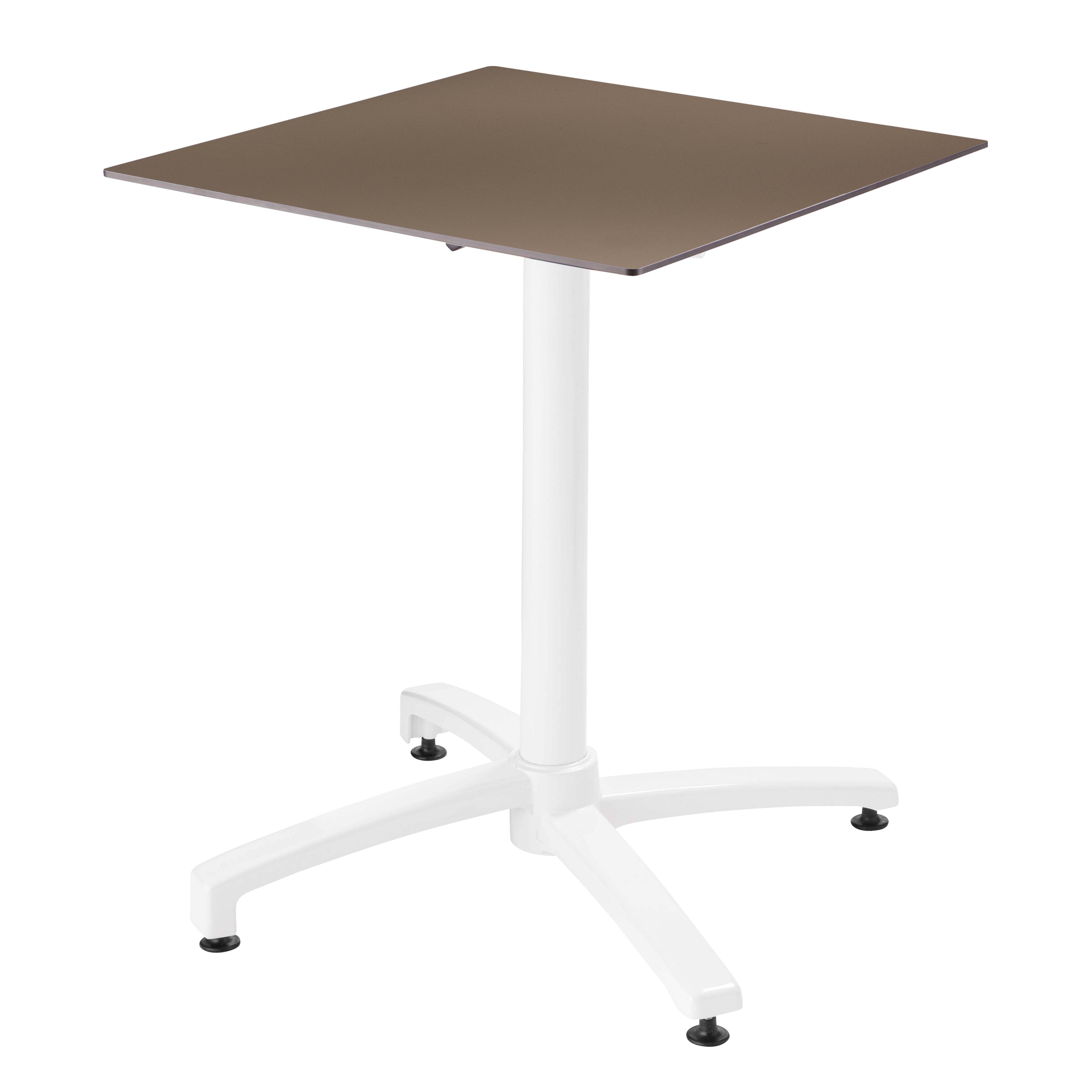 Table de restaurant bistrot carrée inclinable en aluminium blanc et HPL 2 personnes 60x60 cm