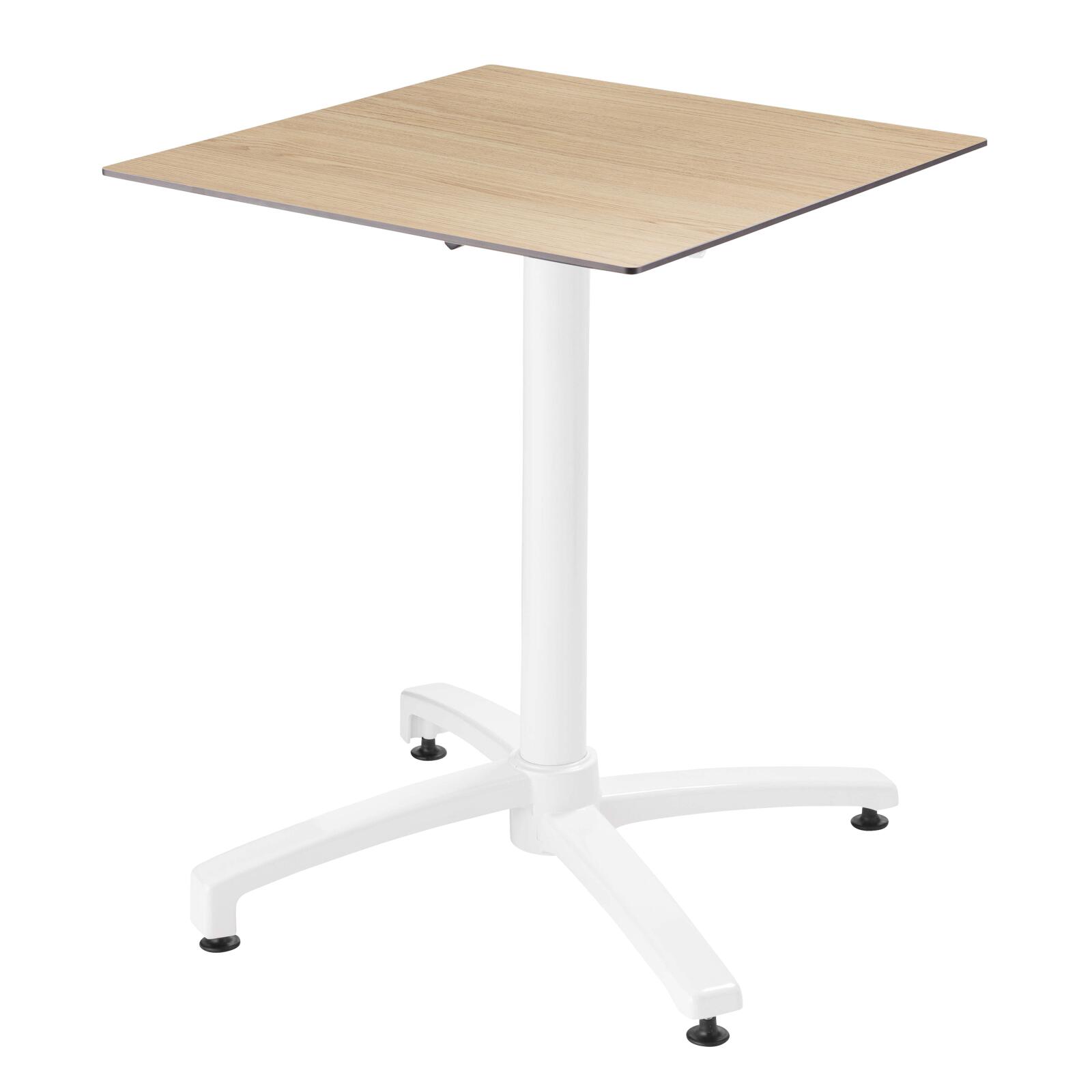 Table carré (60x60 cm) inclinable en HPL avec pied blanc