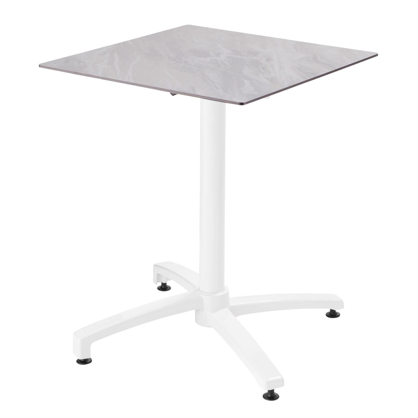 Table carré (60x60 cm) inclinable en HPL avec pied blanc