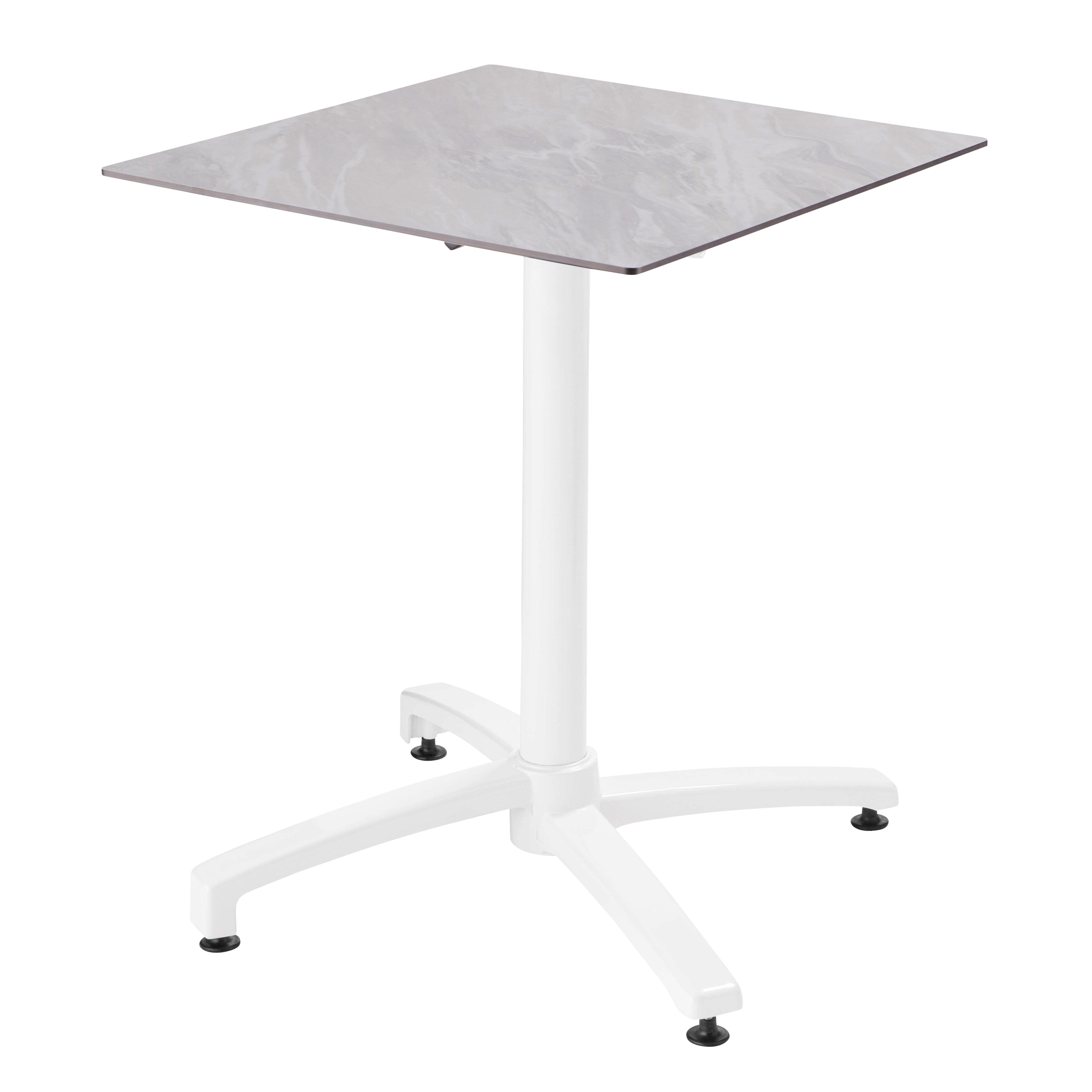 Table de restaurant bistrot carrée inclinable en aluminium blanc et HPL 2 personnes 60x60 cm