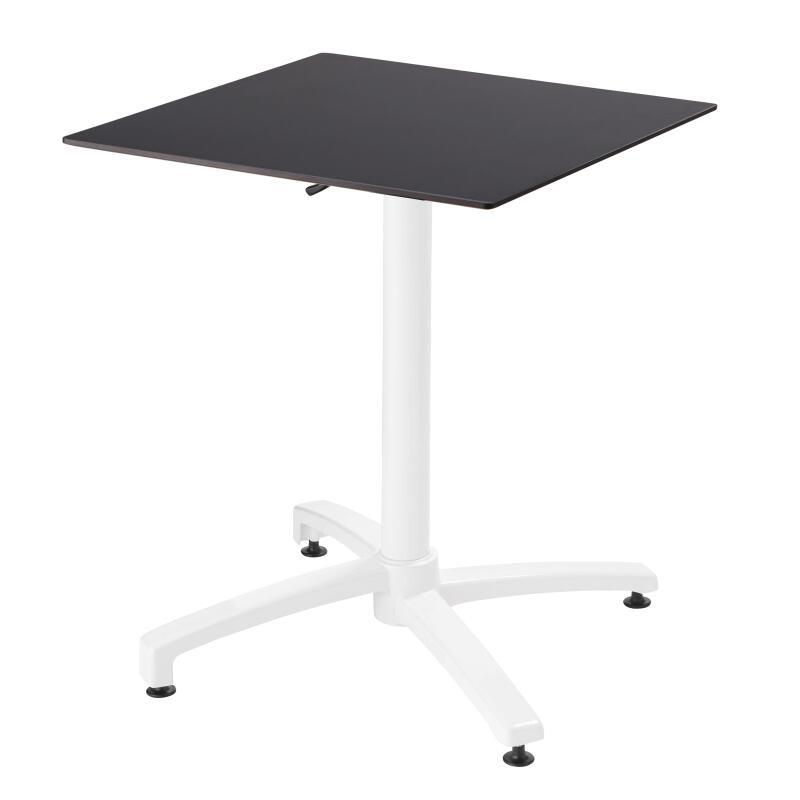 Table carré (60x60 cm) inclinable en HPL avec pied blanc