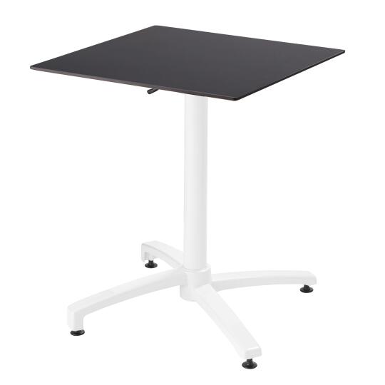 Table carré (60x60 cm) inclinable en HPL avec pied blanc