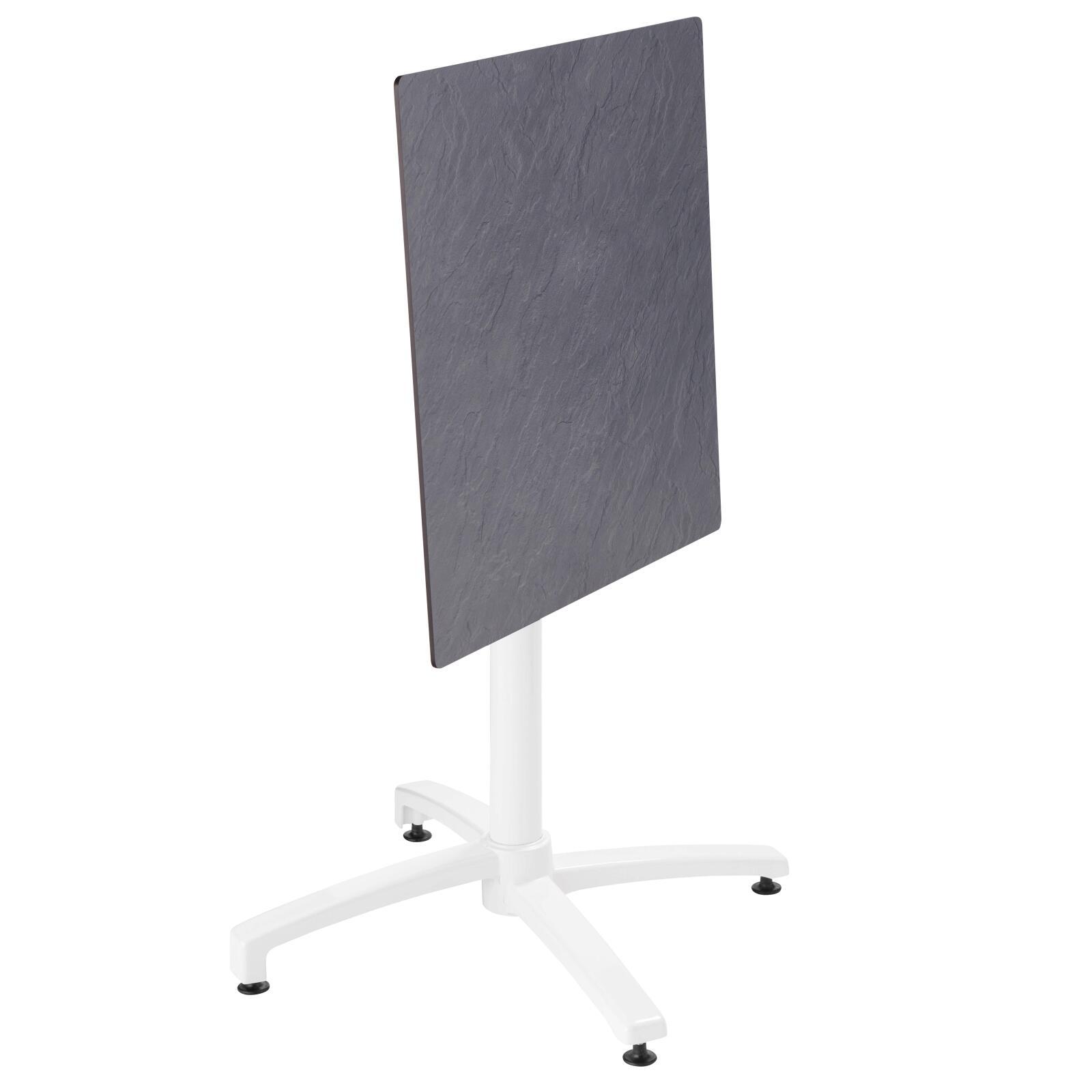 Table carré (60x60 cm) inclinable en HPL avec pied blanc