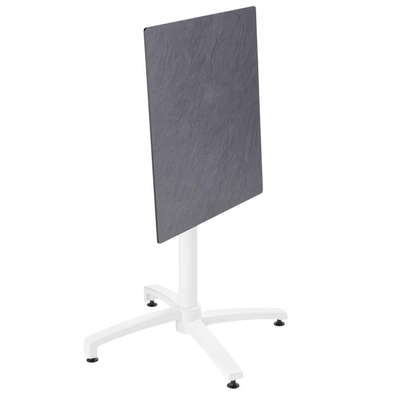 Table carré (60x60 cm) inclinable en HPL avec pied blanc