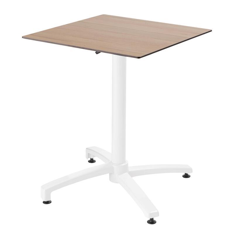 Table carré (60x60 cm) inclinable en HPL avec pied blanc