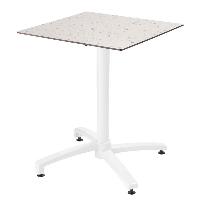 Table carré (60x60 cm) inclinable en HPL avec pied blanc