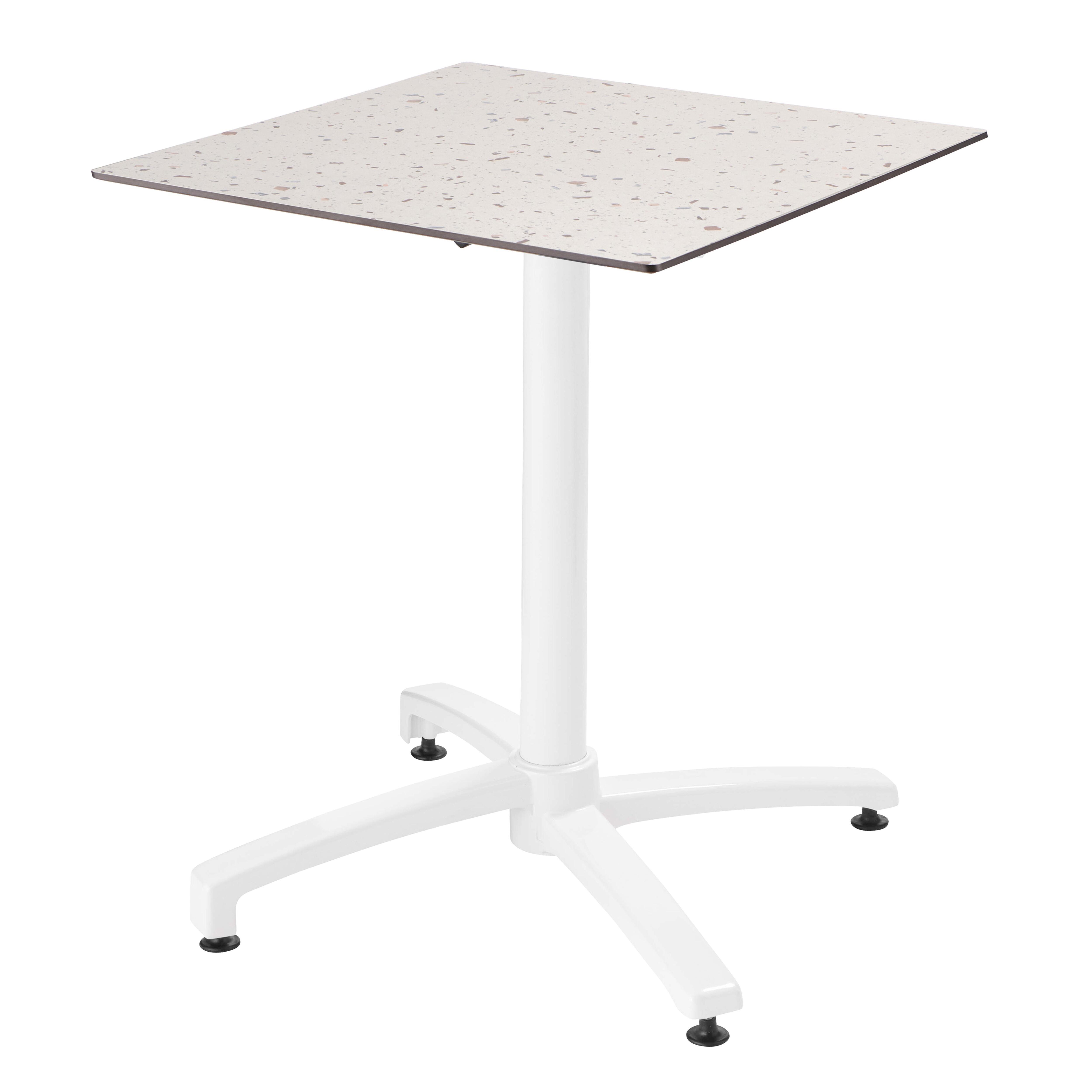 Table de restaurant bistrot carrée inclinable en aluminium blanc et HPL 2 personnes 60x60 cm