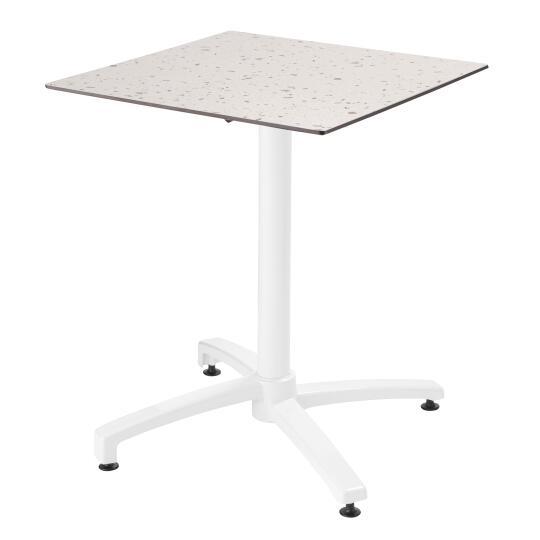 Table carré (60x60 cm) inclinable en HPL avec pied blanc
