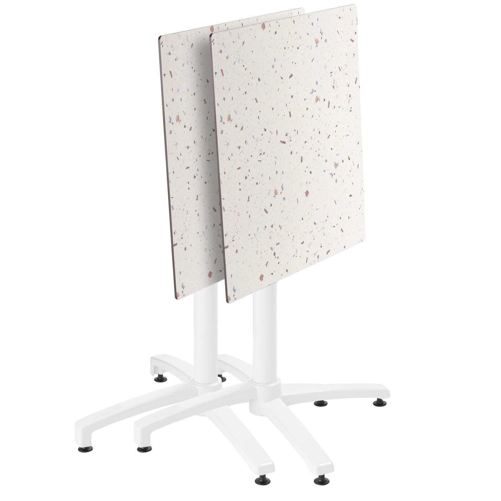 Table carré (60x60 cm) inclinable en HPL avec pied blanc