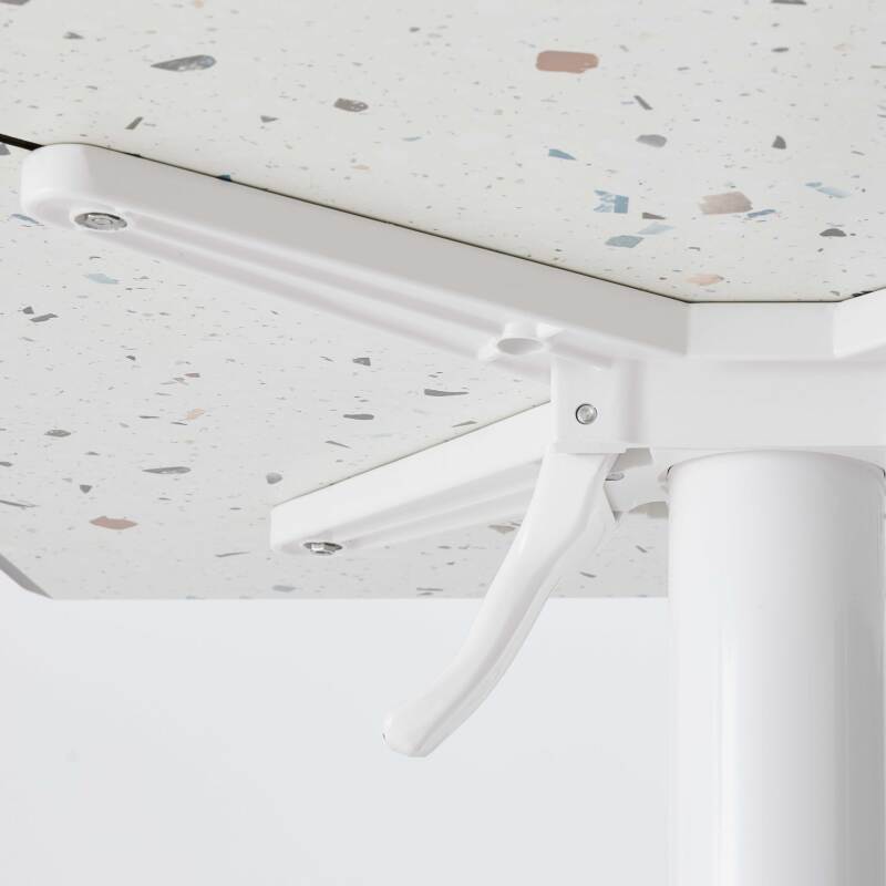 Table carré (60x60 cm) inclinable en HPL avec pied blanc