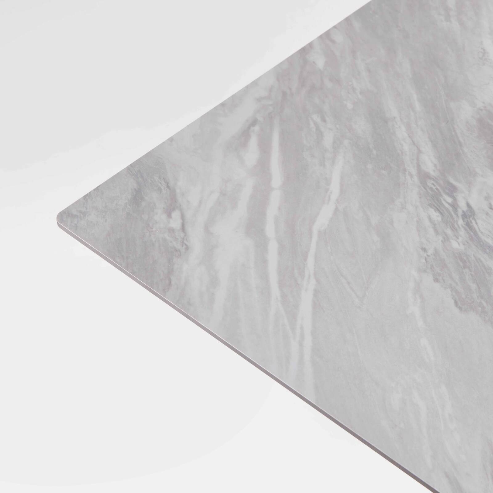 Table carré (60x60 cm) inclinable en HPL avec pied blanc