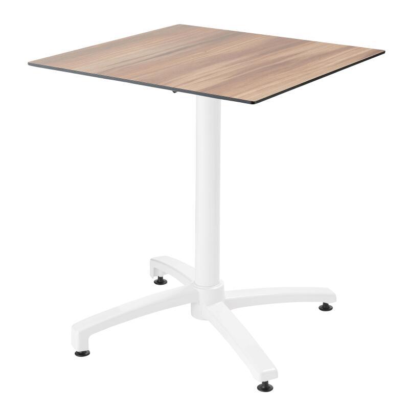 Table carrée (70x70cm) en HPL avec pied blanc inclinable