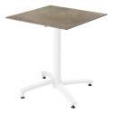 Table carrée (70x70cm) en HPL avec pied blanc inclinable