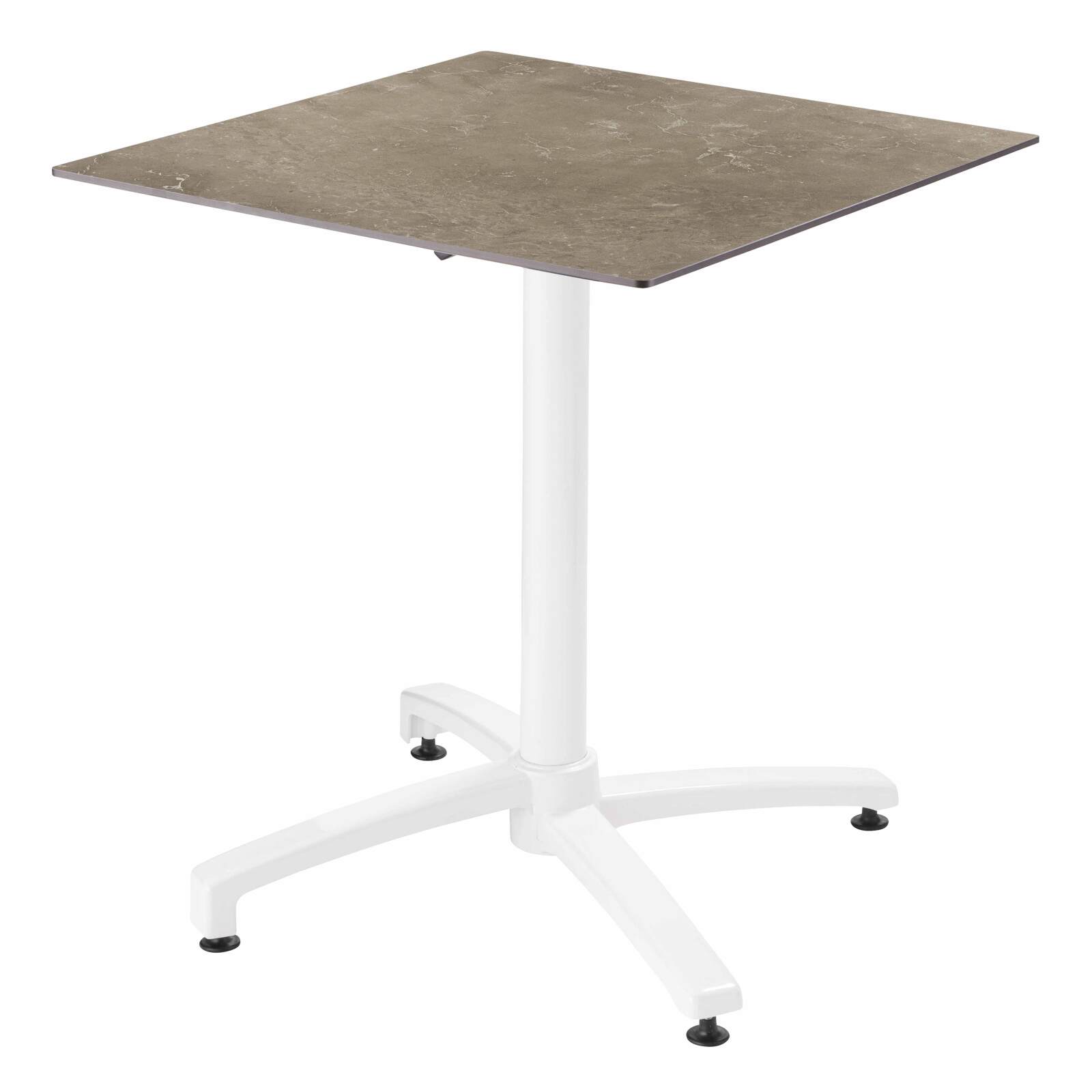 Table carrée (70x70cm) en HPL avec pied blanc inclinable