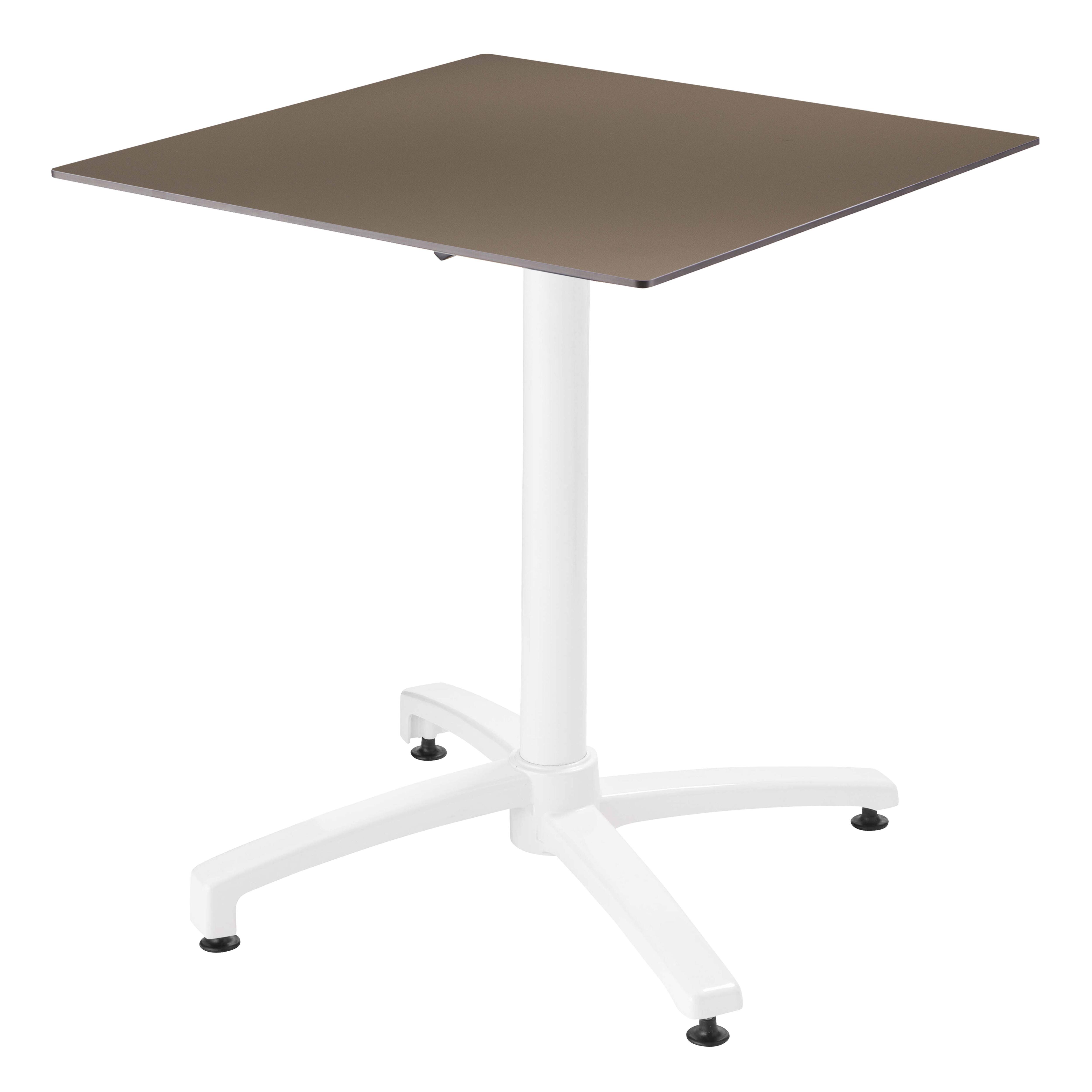 Table de restaurant bistrot carrée inclinable en aluminium blanc et HPL 4 personnes 70x70 cm