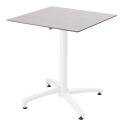 Table carrée (70x70cm) en HPL avec pied blanc inclinable