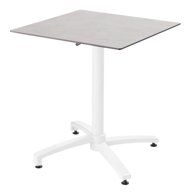 Table carrée (70x70cm) en HPL avec pied blanc inclinable