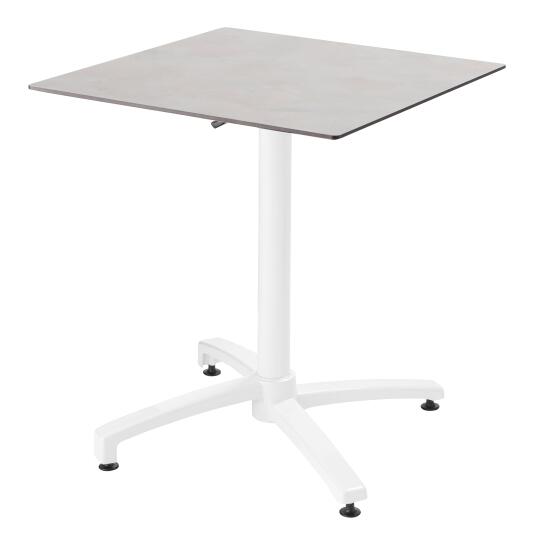 Table de restaurant bistrot carrée inclinable en aluminium blanc et HPL 4 personnes 70x70 cm | Mobeventpro