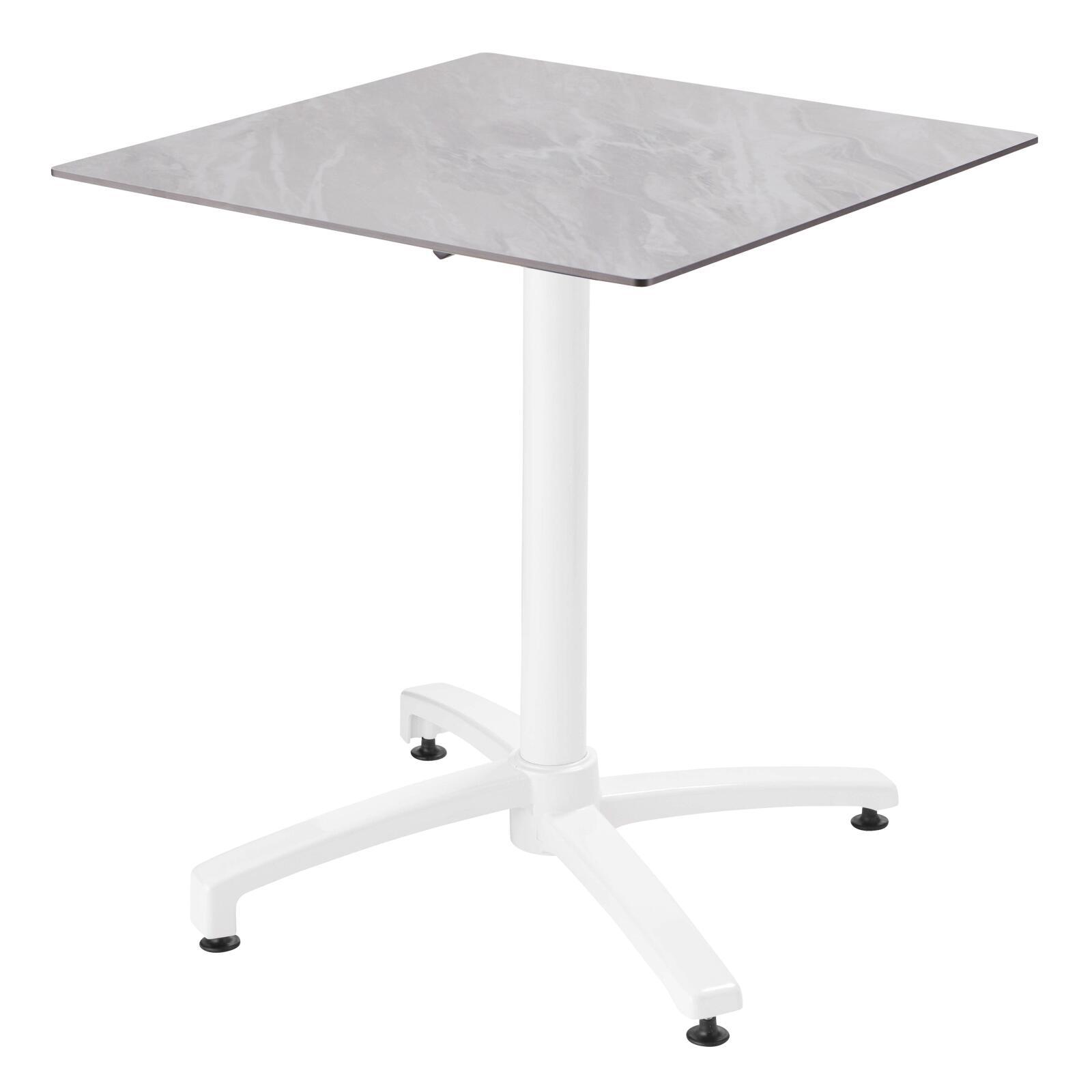 Table carrée (70x70cm) en HPL avec pied blanc inclinable