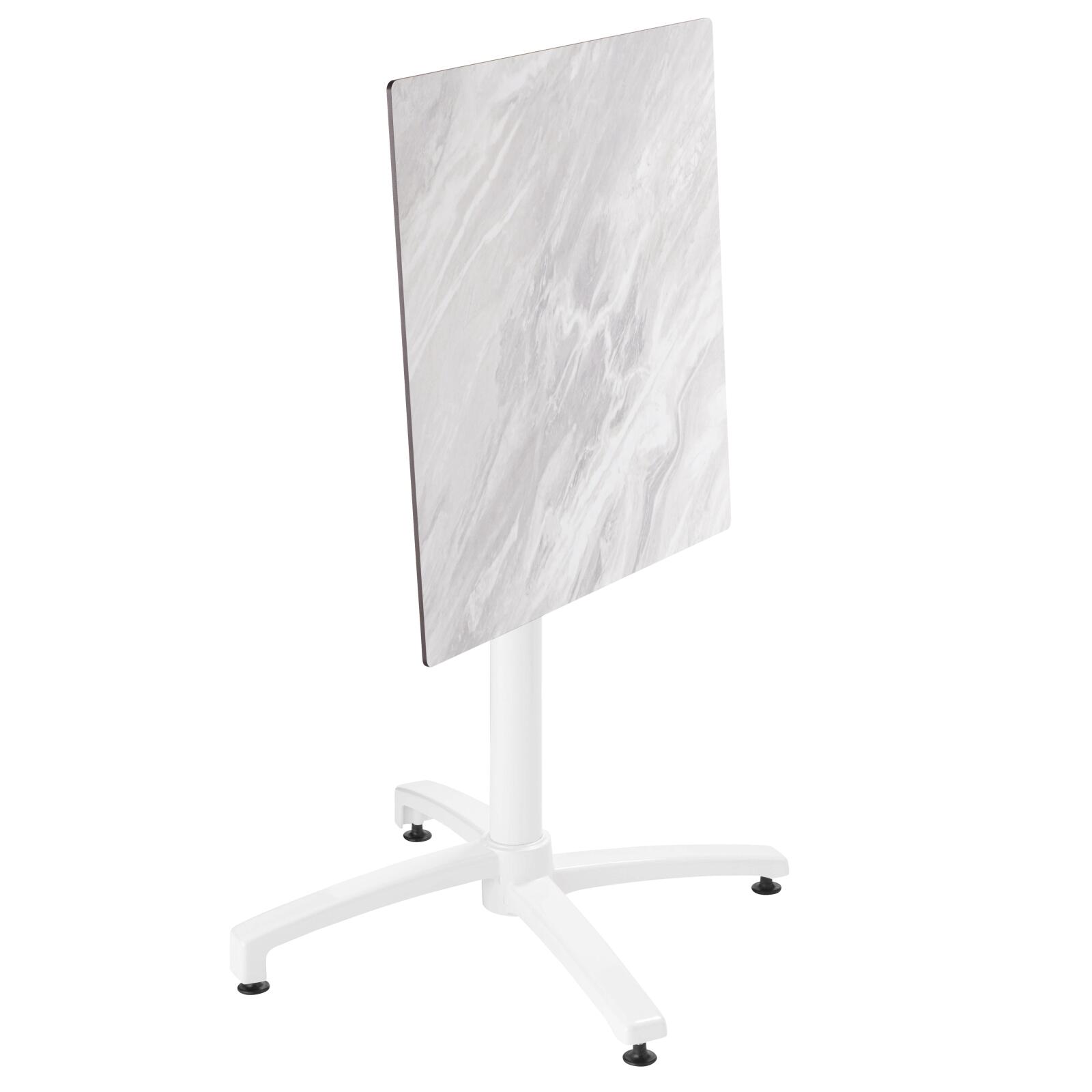 Table carrée (70x70cm) en HPL avec pied blanc inclinable